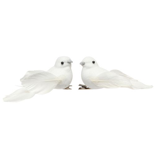Artikel Duvor par med klämma bröllopsdekoration dekorativa duvor 10cm 2 st