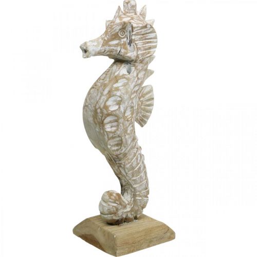 Seahorse Deco Vit Trä Maritim Dekoration Deco Figur H38cm