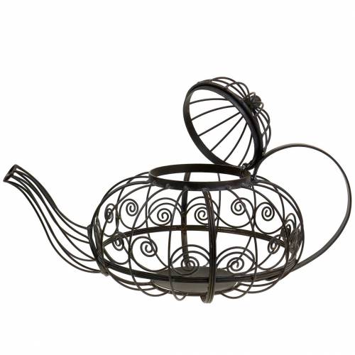 Floristik24 Dekorativ tekanna kruka metall mörkbrun Ø28cm H24cm