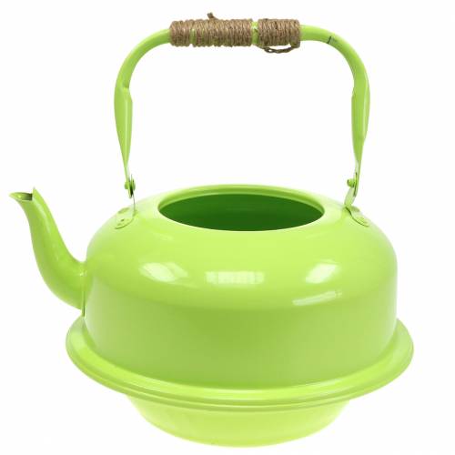 Floristik24 Planteringskärl Te Vattenkokare Zink Maj Grön Ø26cm H15cm
