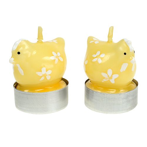 Floristik24 Te ljus kyckling 5cm gul 4st