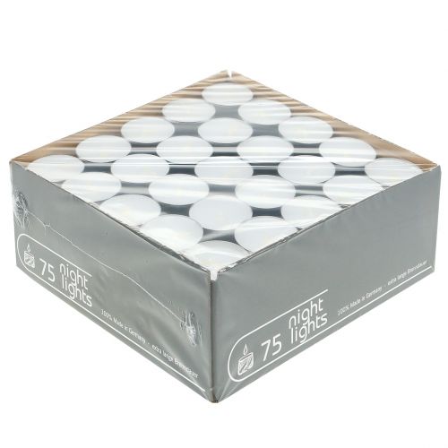 Floristik24 Värmeljus 75 stycken vita i aluminiumskål brinntid 8 timmar
