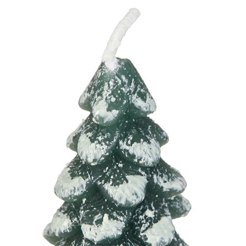 Artikel Värmeljus julgran grön snöig 6,5cm 8st