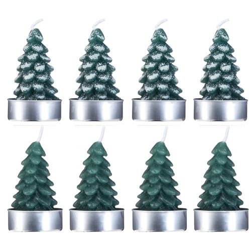 Artikel Värmeljus julgran grön snöig 6,5cm 8st