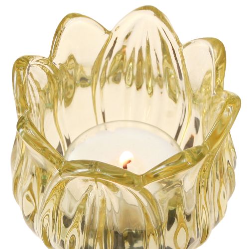Floristik24 Värmeljusglas blomma värmeljushållare glas 3 färger Ø7cm H16cm 3st