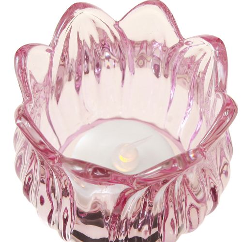 Floristik24 Värmeljusglas blomlykta glas 3 färger Ø7cm H7cm 6st