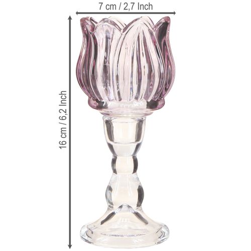 Artikel Värmeljusglas tulpan värmeljushållare glas lila Ø7cm H16cm 2st