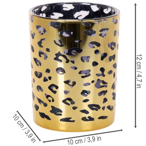Glasljushållare med leopardmönster för bordsdekoration, 12 cm | Floristik24.se
