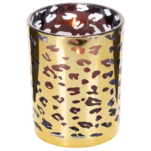 Glasljushållare med leopardmönster för bordsdekoration, 12 cm | Floristik24.se