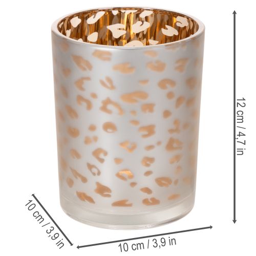 Glasljushållare med leopardmönster, 12 cm | Floristik24.se
