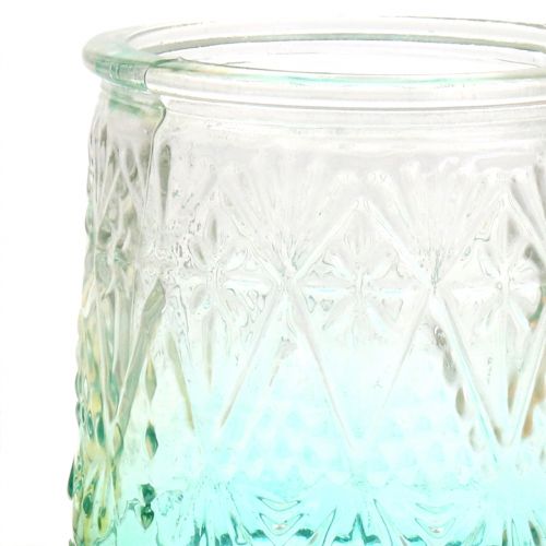 Floristik24 Värmeljus glas orange / gul / turkos Ø8cm 3st
