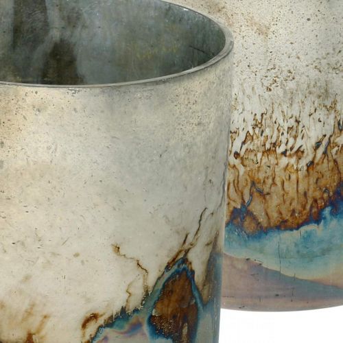 Floristik24 Värmeljusglas, ljushållare, glaslykta antikt utseende Ø10cm H10,5cm 2st