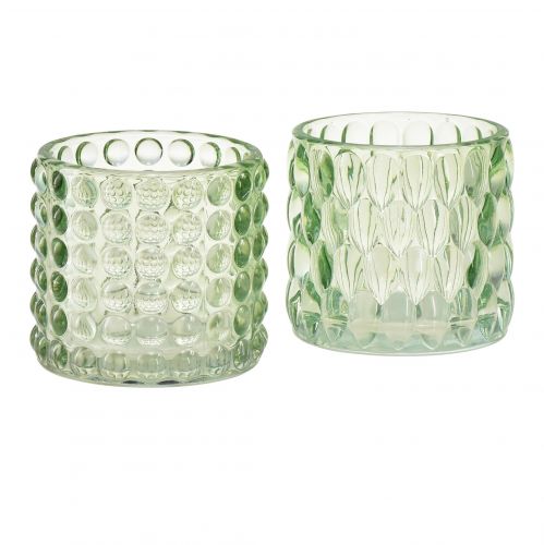 Artikel Värmeljusglas grön lykta tonat glas Ø9,5cm H9cm 2st