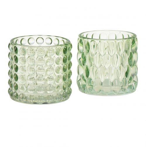 Floristik24 Värmeljusglas grön lykta tonat glas Ø9,5cm H9cm 2st