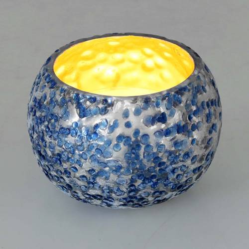 Floristik24 Glaslykta Silverblå Ø8,5cm H6cm