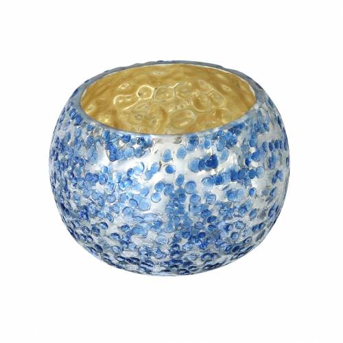 Floristik24 Glaslykta Silverblå Ø8,5cm H6cm