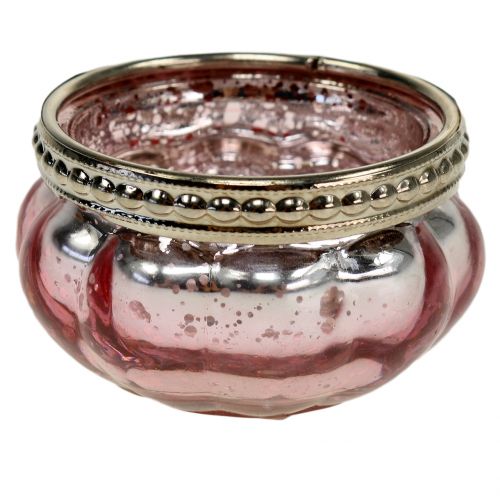 Floristik24 Värmeljus glas rosa Ø6cm H3,5cm