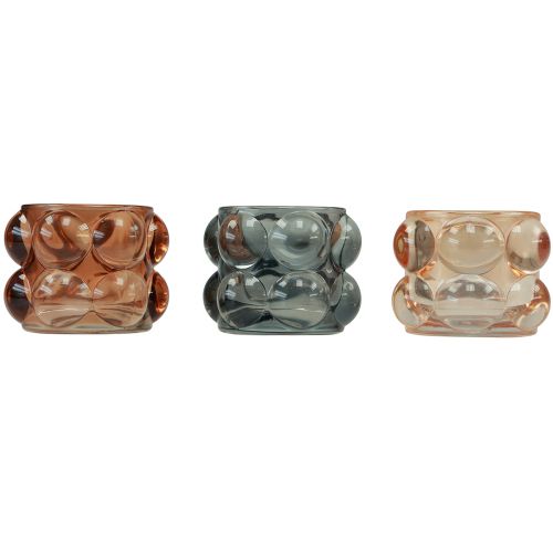 Värmeljusglas tonat värmeljushållare glas Ø8cm H6,5cm 3st