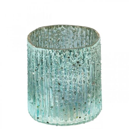 Tealight glas blå lykta glas ljus dekoration 8cm