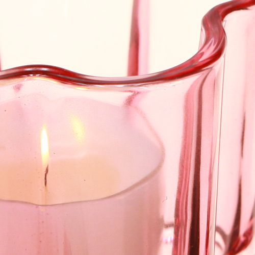 Artikel Värmeljushållare blomma värmeljusglas rosa Ø7,5cm H6cm 6st