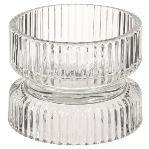 Artikel Värmeljushållare ribbad glas dekorativ klar Ø9cm H7cm 4 st