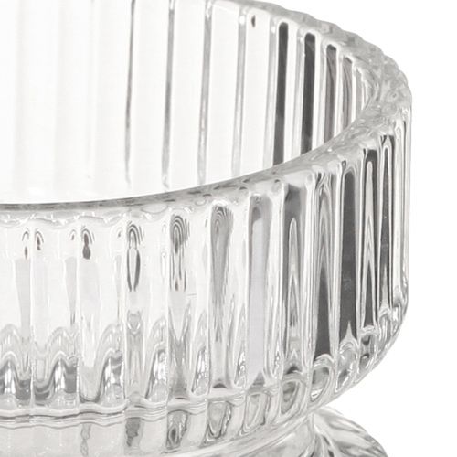 Artikel Värmeljushållare ribbad glas dekorativ klar Ø9cm H7cm 4 st