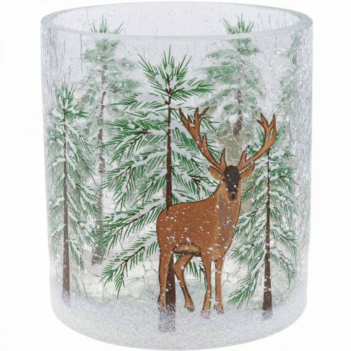 Floristik24 Värmeljushållare glas Julsprakande värmeljusglas H13cm