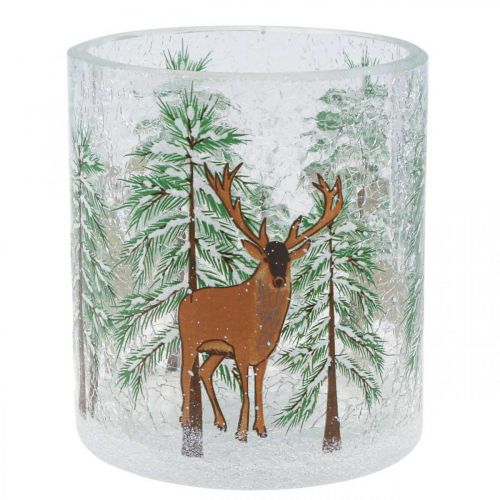 Värmeljushållare glas Christmas Crackle värmeljusglas H10cm