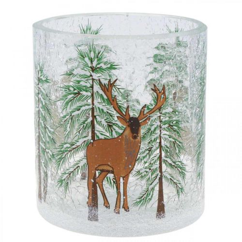 Floristik24 Värmeljushållare glas Christmas Crackle värmeljusglas H10cm