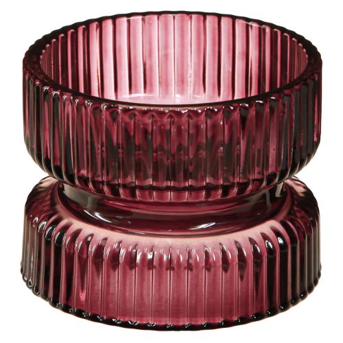 Värmeljushållare glas dekorativ räfflad bär Ø9cm H7cm 4 st