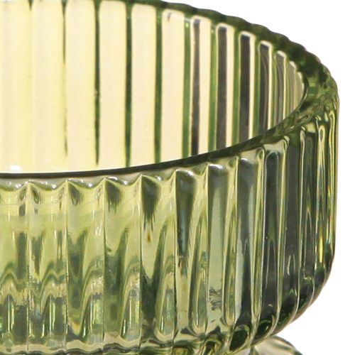 Artikel Värmeljushållare glas dekorativ räfflad grön Ø9cm H7cm 4 st
