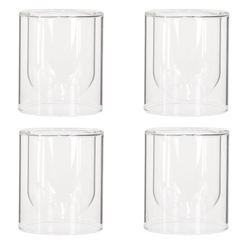 Artikel Värmeljushållare Glas Rund Lykta Klar Ø8,5cm 4 st
