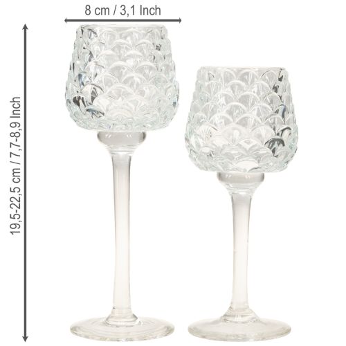 Artikel Värmeljushållare i glaskon med bas H19,5/22,5 cm, set om 2