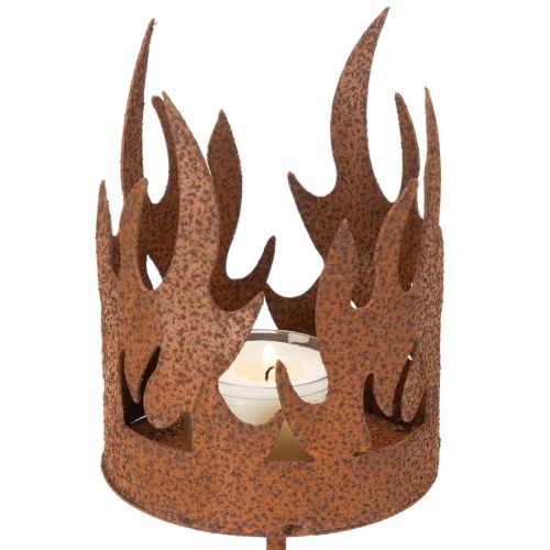 Värmeljushållare, ljusformad, rostdekoration, patinerad metall, H36cm | Floristik24.se