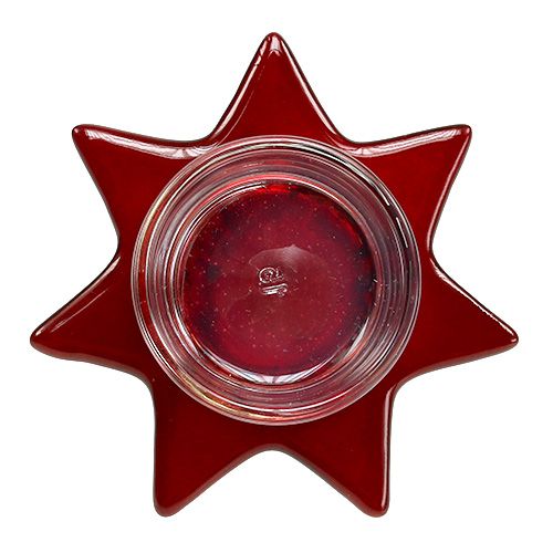 Artikel Teallight hållare röd stjärna form med glas Ø10cm H10.5cm 2st