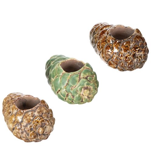 Värmeljushållare med kottemotiv, ljushållare, 8 cm, 3 st | Floristik24.se