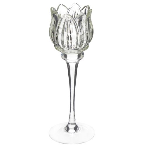 Glasblomsljusstake för elegant bordsdekoration, evenemang och bröllop, 22 cm