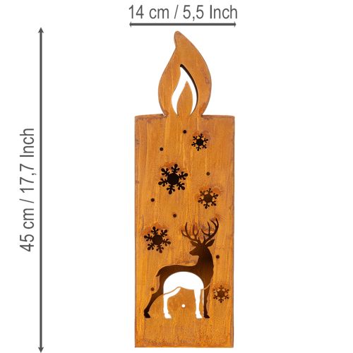 Julljushållare, rostig metallljushållare, hjort, 45x14cm | Floristik24.se