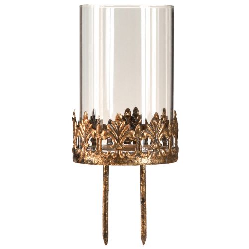 Floristik24 Värmeljushållare med glas för inkoppling av antik look guld Ø5,5cm 4 st