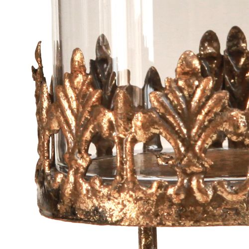 Artikel Värmeljushållare med glas för inkoppling av antik look guld Ø5,5cm 4 st