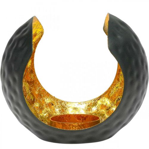 Artikel Värmeljushållare svart guld bordsdekoration metall 12×9×10cm