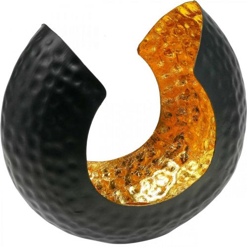 Värmeljushållare svart guld bordsdekoration metall 19×11×17cm