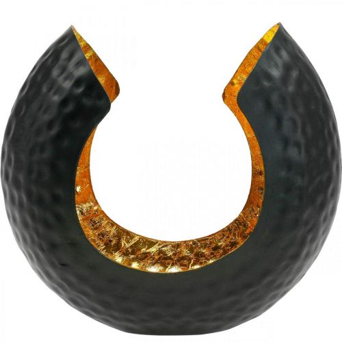Artikel Värmeljushållare svart guld bordsdekoration metall 19×11×17cm