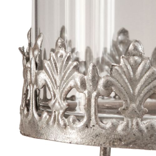 Floristik24 Värmeljushållare för pluggning med glas silver antik Ø7cm 4 st