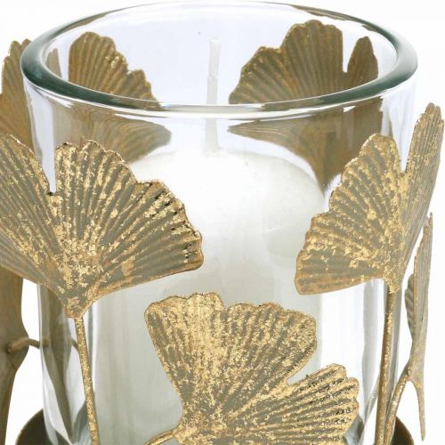 Floristik24 Värmeljushållare ginkgo blad guld ginkgo ljusstake bordsdekoration Ø8,5cm