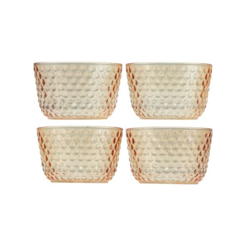 Artikel Värmeljushållare glaslykta retro orange Ø8cm H5cm 4st