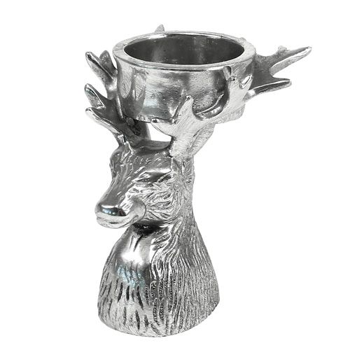Floristik24 Värmeljushållare hjorthuvud silver 8,5 cm
