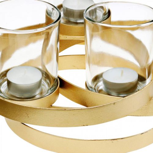 Floristik24 Adventsljusstake metall rund gyllene med 4 glas 34×26×18cm