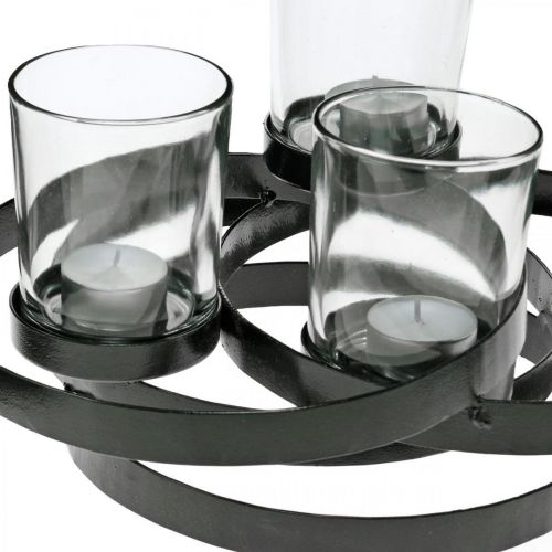 Floristik24 Advent ljusstake metall rund svart 4 glas 34 × 26 × 18cm