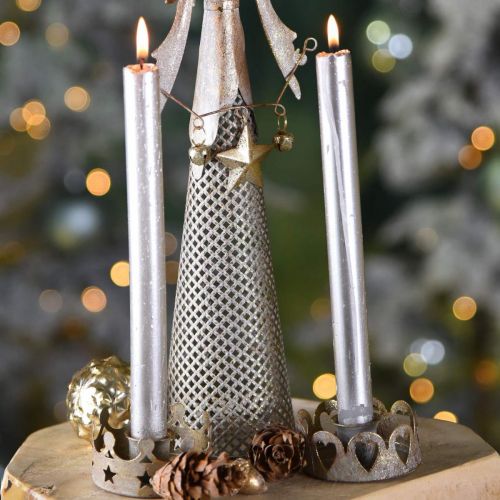 Floristik24 Ljusstake metall för kona ljus antik optik guld Ø7cm 4st